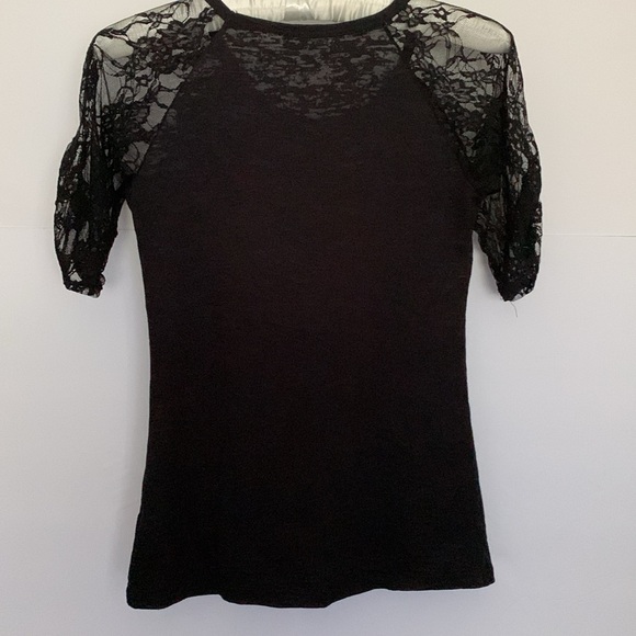 ❤️MAURICES Black 'Glam Rock' Burn Out Tee Shirt Top Size Small - Picture 3 of 11